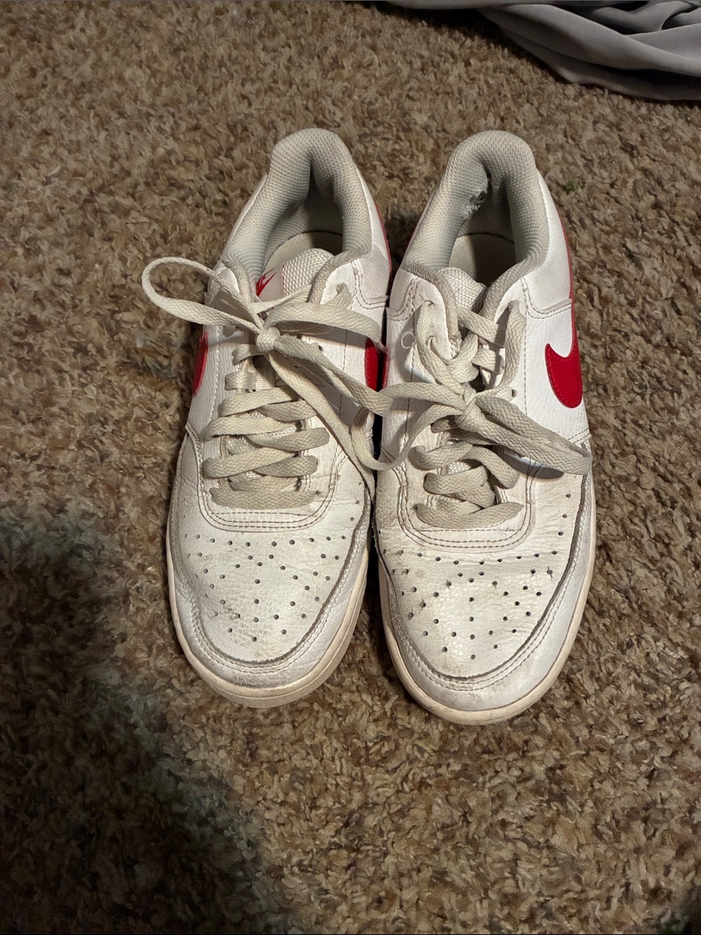 Nike White and Red Court Vision leather